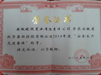 公司榮獲2014年度“安全生產(chǎn)先進集體”稱號